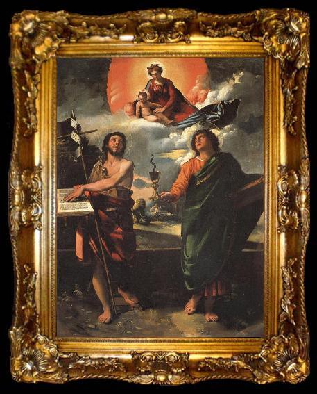 framed  DOSSI, Dosso Madonna in Glory with SS.John the Baptist and john the Evangelist, ta009-2